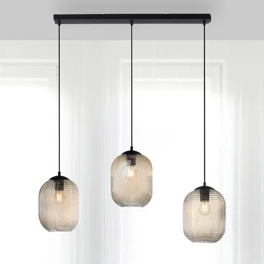 Přímo Od Výrobce Paul Neuhaus Shitake závěsná lampa, jantar, sklo, 86 cm, E27