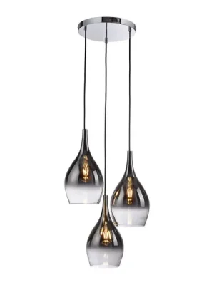Koupit Online Závěsná lampa Paul Neuhaus Pilua, kouřově šedá, sklo, 30 cm, 3 světla.