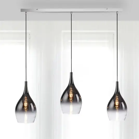 Paul Neuhaus Pilua závěsná lampa, kouř, sklo, 100 cm, 3 světla. Sezónní Sleva