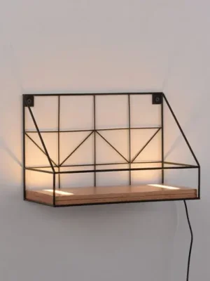 Dokud Zásoby Vydrží Nástěnná světelná tabule LED s dřevěnou policí, 30x15cm