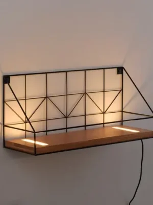 Nástěnná světelná tabule LED s dřevěnou policí, 45x15cm Cenový Hit