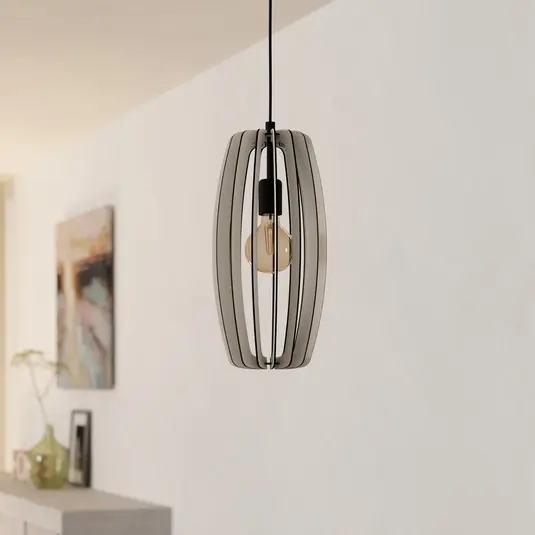 Nová Kolekce Závěsná lampa Bajazzara, stínidlo v jedné kleci, písková barva