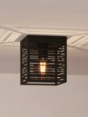Stropní lampa Piedritas, černé čtvercové stínidlo Hit Sezóny