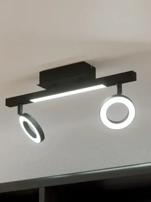 Omezená Nabídka LED stropní spot Cardillio 2 černý se dvěma kroužky