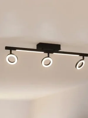 Nejprodávanější LED stropní spot Cardillio 2 černý se třemi kruhy