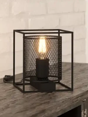 Stolní lampa Catterick, černá, 1 klecové stínidlo Aktuální