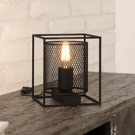 Stolní lampa Catterick, černá, 1 klecové stínidlo Aktuální