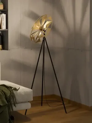 Stojací lampa Castanuelo, černá/zlatá Víkendová Akce