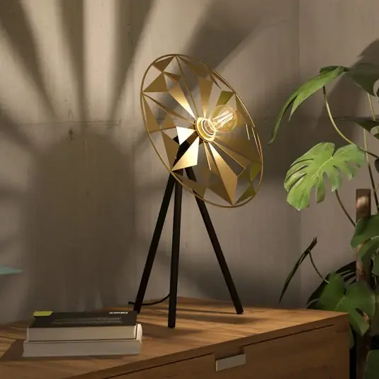 Stolní lampa Castanuelo, černá/zlatá Rychlé Dodání