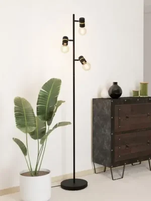 Stojací lampa Lurone, černá, tři žárovky Vrácení Zdarma