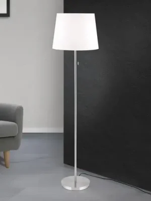 Rychlé Dodání Textilní stojací lampa Ludwig, matný nikl