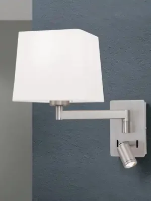 Nakupujte Hned Textilní nástěnná lampa Carlton, matný nikl