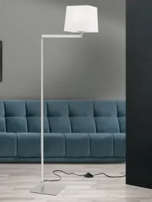 Textilní stojací lampa Carlton, matný nikl Dokud Zásoby Vydrží