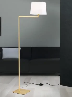 Poslední Šance Textilní stojací lampa Carlton, matná mosaz