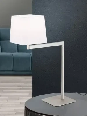 Textilní stolní lampa Carlton, matný nikl Cenová Bomba