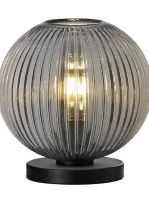 Výhodná Nabídka Stolní lampa Loft s kouřovým sklem, jednosvíticí, kulatá