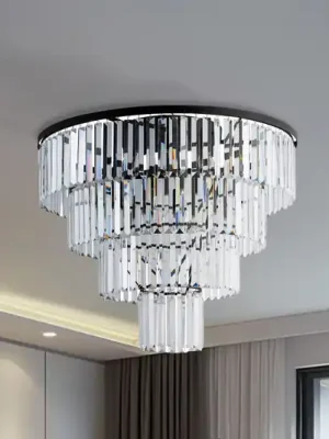 Stropní světlo Cristal, transparentní/černé, Ø 71 cm Oblíbený