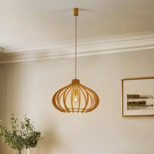 Akční Cena Závěsné světlo Ika ID se stínidlem na lampu z dřevěných lamel Ø51cm