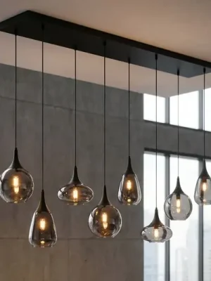 Závěsné svítidlo Lumina, 8 světel, černá/chrom, sklo Levný