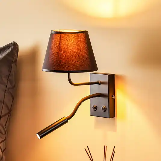 Tovární Cena Nástěnné světlo Soho, kuželové, lampa na čtení černá/zlatá