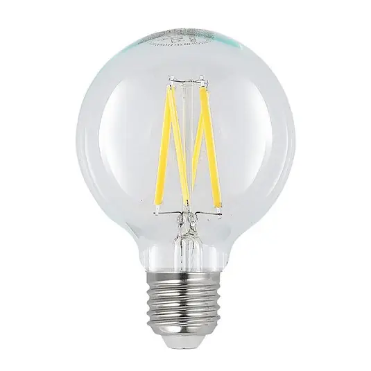 Rychlé Dodání LED žárovka G80 E27, 8 W, 2 700 K, vlákno, čirá, stmívatelné