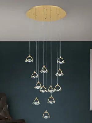 LED závěsné Moon, K9 křišťál, 12 zdrojů zlatá Nová Kolekce
