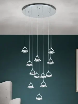 LED závěsné Moon, K9 křišťál, 12 zdrojů chrom Aktuální