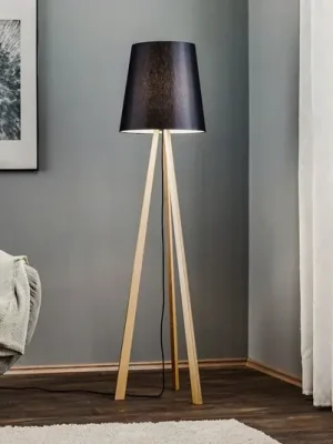Quitani stativová stojací lampa Jata, dřevěný chintz, černá barva Koupit Online