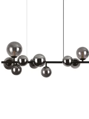 Závěsné světlo IDEAL LUX Perlage, délka 81 cm, černé/kouřové, 10 žárovek Víkendová Akce