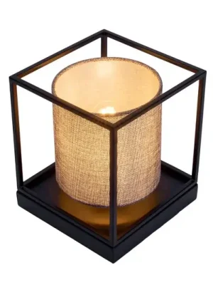 Výprodej Stolní lampa Beta z kovu s látkovým stínidlem šedá
