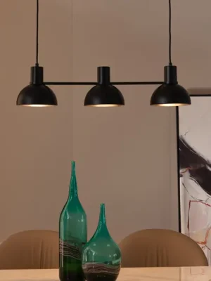 Závěsná lampa Lucande Mostrid, černá, třísvítidlová Autentický