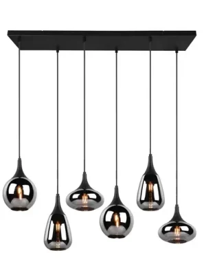 Výhodná Nabídka Závěsné svítidlo Lumina, 6 světel, černá/chrom, sklo