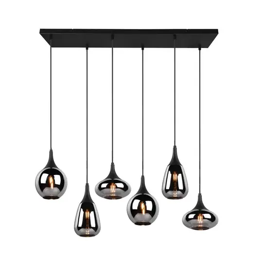 Výhodná Nabídka Závěsné svítidlo Lumina, 6 světel, černá/chrom, sklo