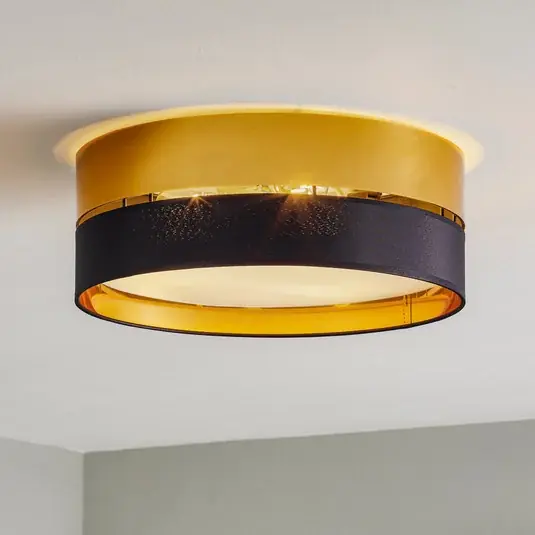 Stropní světlo Hilton, černé/zlaté, Ø 45 cm Expresní Doručení