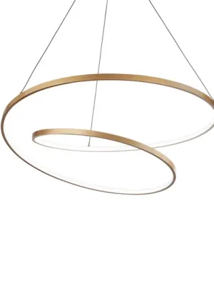 Závěsné svítidlo Ideal Lux Oz LED Ø 80 cm, mosazná barva Aktuální