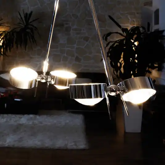 Závěsné světlo PUK CEILING, 4-ramenné, chrom, 80 cm Ověřený
