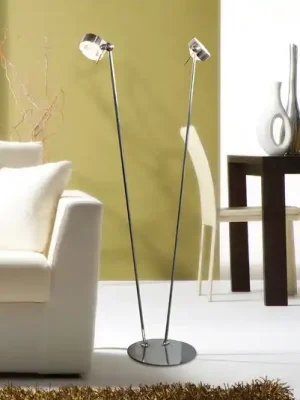 Stojací lampa PUK, chrom, kov, dvousvítidlo, G9, zapnuto/vypnuto Akční Nabídka