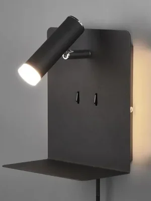 LED nástěnné svítidlo Element s policí černá matná Bezpečná Platba