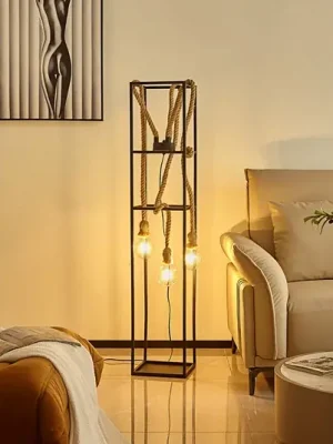 Cenově Výhodný Designová stojací lampa Lucande Vlados, klec, 3 světla.