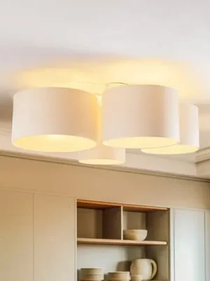 Levný Euluna Lodge stropní světlo, 4-ramenné, béžové