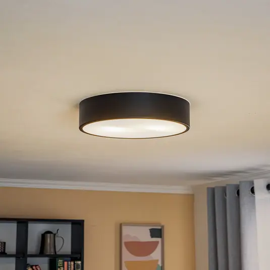 Super Cena Stropní světlo Kimban z kovu, Ø 36 cm, černé