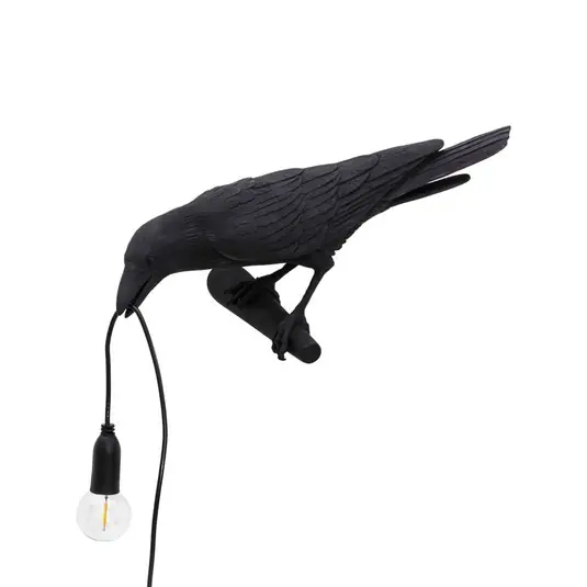 Bezpečná Platba SELETTI Bird Lamp dekorativní lampa pohled vlevo černá