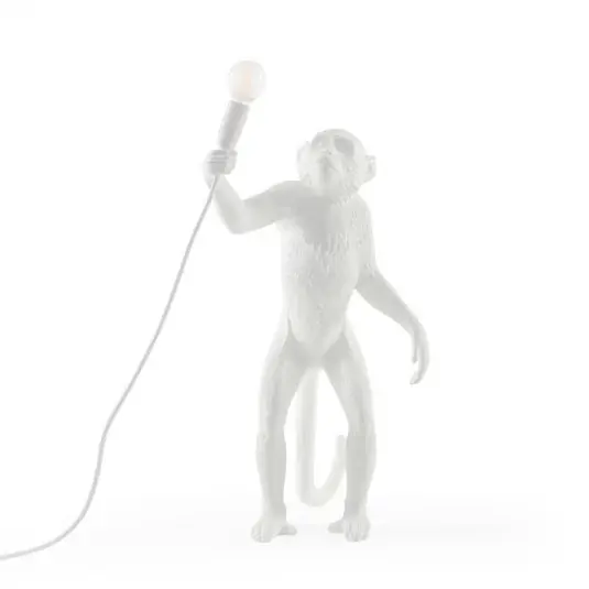 Rychlé Dodání LED deko stolní lampa Monkey Lamp, bílá, stojící