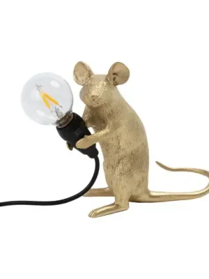 Rychlé Dodání SELETTI Mouse Lamp LED dekorativní lampa USB sedící zlatá