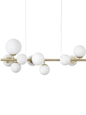 IDEAL LUX Perlage závěsné svítidlo, délka 81 cm, mosaz/bílá, 10 žárovek Omezená Nabídka