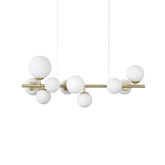 IDEAL LUX Perlage závěsné svítidlo, délka 81 cm, mosaz/bílá, 10 žárovek Omezená Nabídka