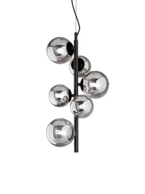 Závěsné světlo IDEAL LUX Perlage, černé/kouřově šedé, výška 52 cm, 6 žárovek Hit Sezóny