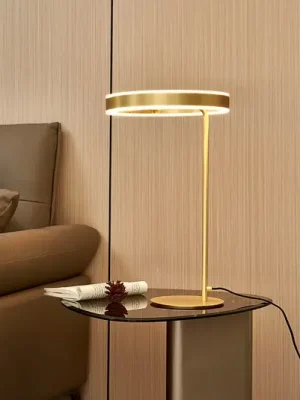 Výhodná Nabídka Stolní lampa LED Lucande Yekta, mosazná barva, 59 cm, stmívatelná