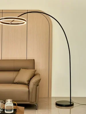 Značkový Oblouková lampa LED Lucande Yekta, černá, 183 cm, stmívatelná
