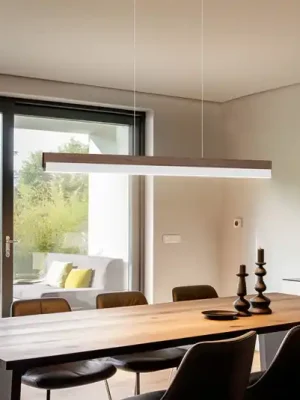Omezená Nabídka Závěsné svítidlo Quitani LED Keijo, nikl/ořech, 103 cm